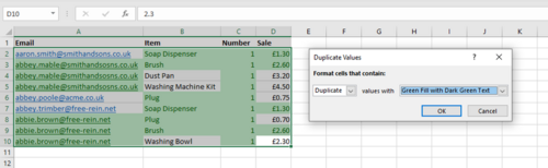 Screenshot of Excel