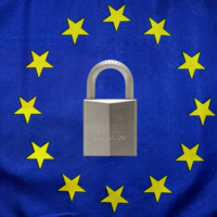 Padlock on EU flag
